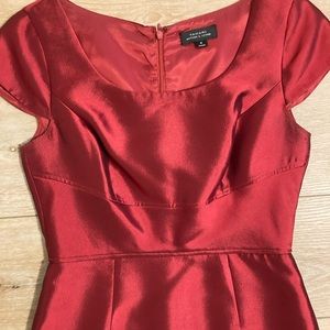 Tahari red silk cocktail dress cap sleeve